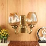 KAPOOR LAMP SHADES Carbon Loft Brass Luxury Cut Glass Double Shade Wall Light - Image 3