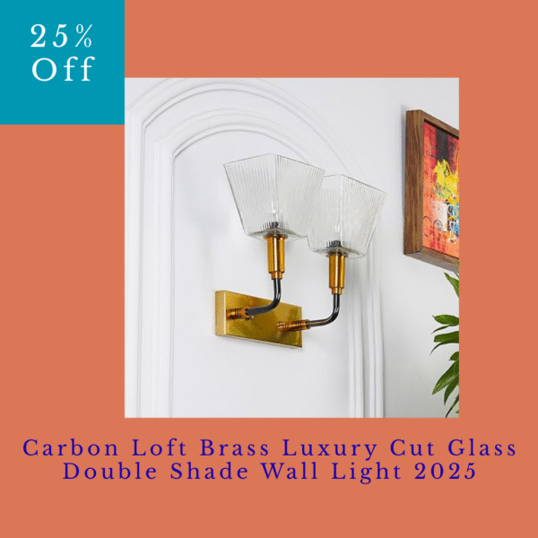 Carbon Loft Brass Luxury Cut Glass Double Shade Wall Light