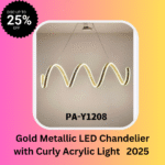 Gold Metallic LED Chandelier with Curly Acrylic Light